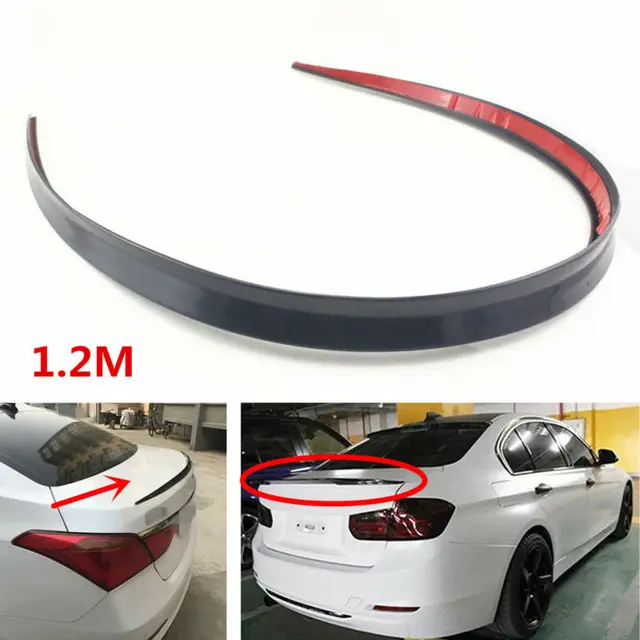 Car ABS Universal 1.2M BlackSpoiler Carbon Fiber Accessory Car Spoiler Soft Car Rear Roof Trunk Spoiler Rear Wing Lip Trim Stick 1