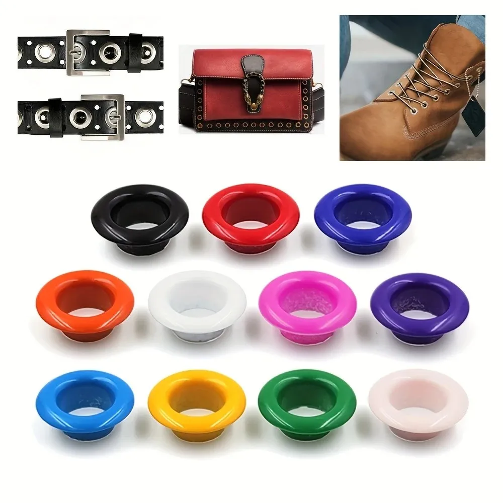 100sets 4mm 6MM Metal Eyelets Grommets Metal Hole Eye Rings For Leathercraft DIY Shoes Belt Cap Bag Tags Clothes Scrapbooking