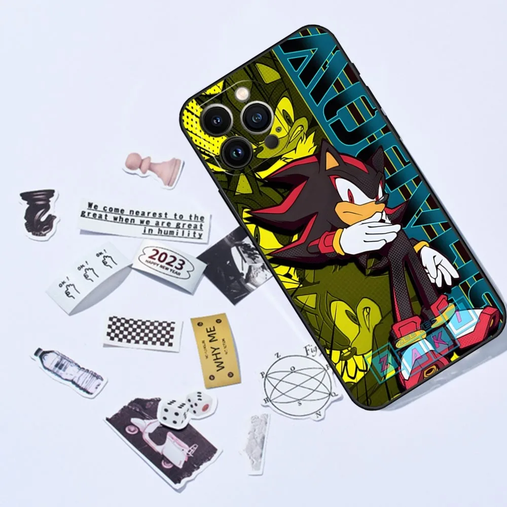 thumbnail image 1 of Funda de teléfono con dibujos animados de anime S-Sonics Hedgehog para iPhone 15, 13 Pro Max, 14 Mini, 12, 11, Xr, X, Xs, 6s, 6, 8, 7 Plus, carcasa trasera de silicona, 1 of 4