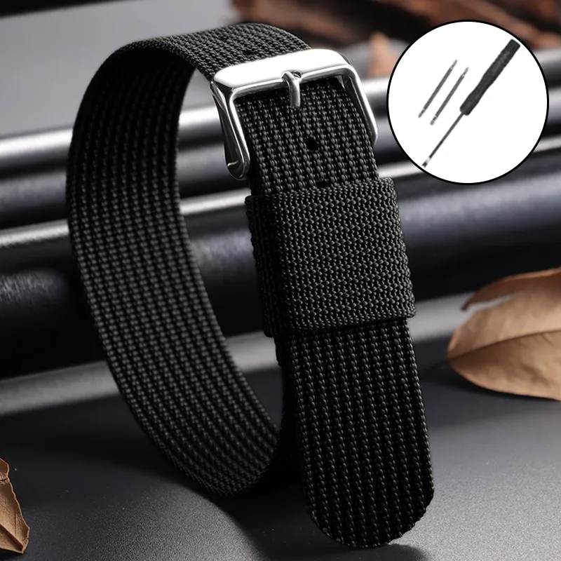 Braided Nylon Strap - Men's Army Sports Breathable Watch Band Wristbelt