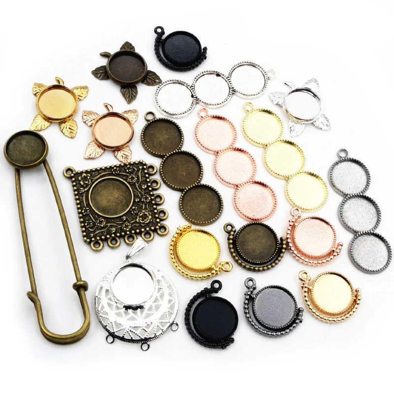 10pcs 12mm Inneren Bronze Gold Größe Silber Überzogene Blank Cabochon Basis Cameo Einstellung Charms Anhänger Fach