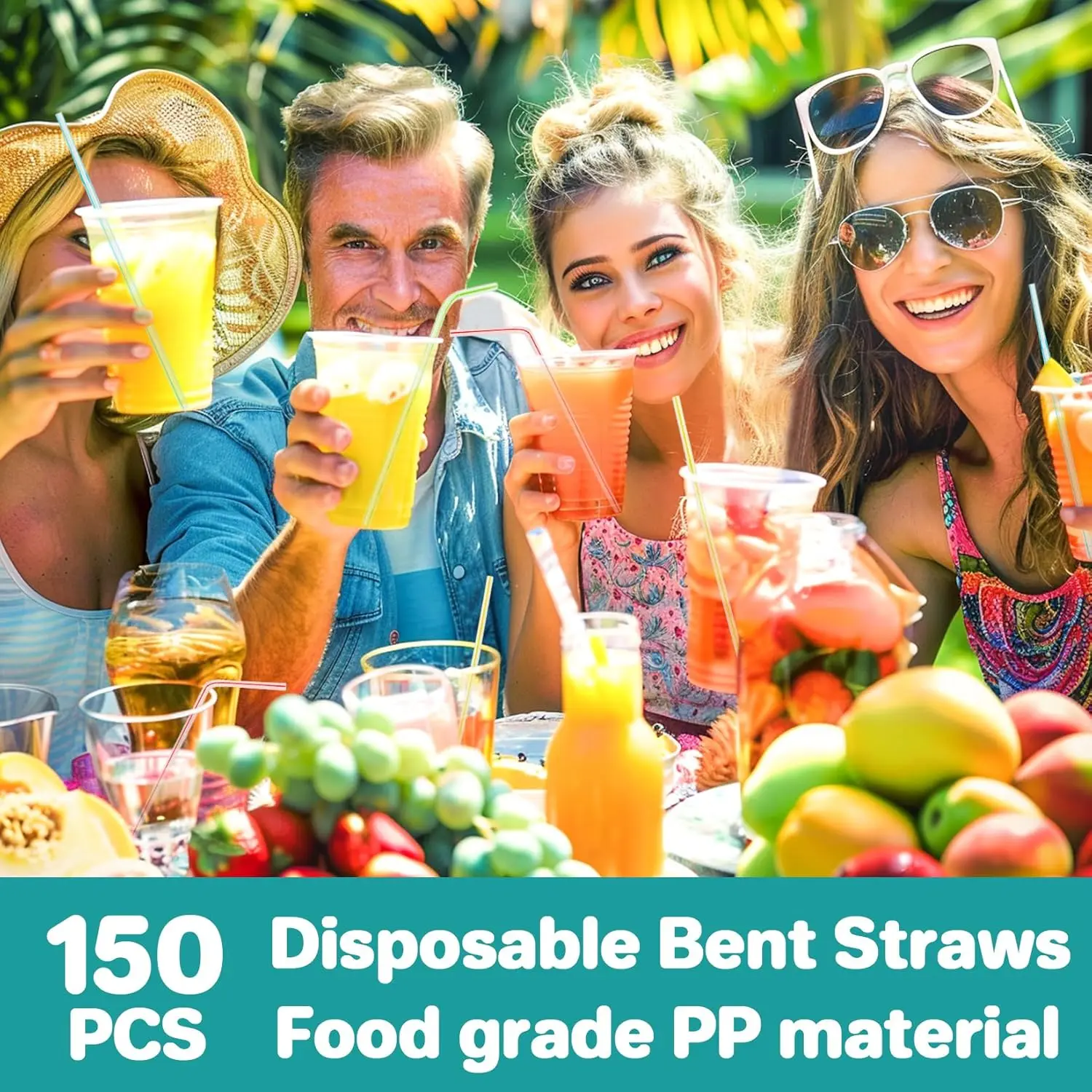 150PCS Disposable Plastic Drinking Straws - Flexible Straws Disposable Long Colorful PP Plastic Striped Assorted Colors for Home