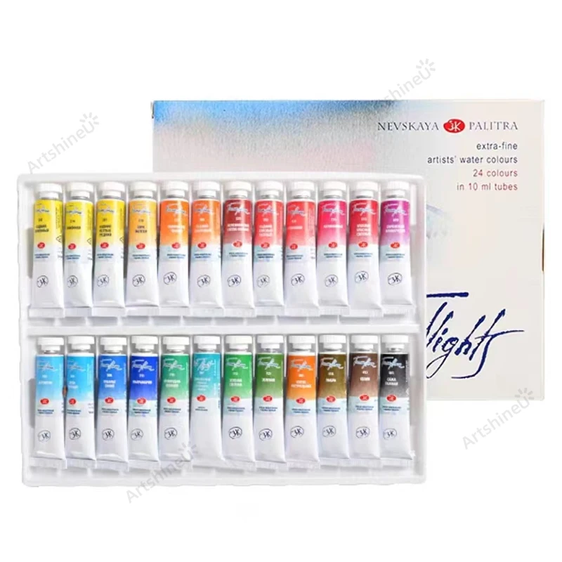 White Nights Watercolor Paint Set of 12/24 Tubes 10ML Each