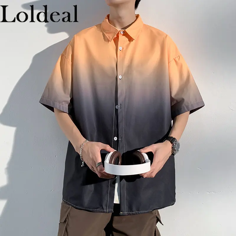 

Цветная Мужская рубашка с принтом в виде краски для ночного клуба с коротким рукавом