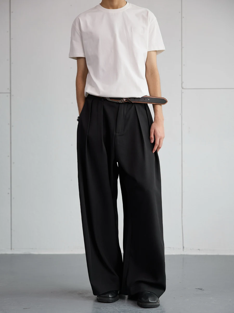 Water Wednesday Off-Du Spring 2025 Men's Casual Loose Straight Leg Pants Couple's Long Trousers Polyester Blend Youth Faion