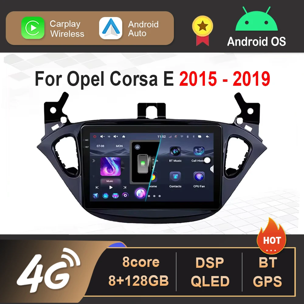 Autoradio Android Avec CarPlay/Android Auto Pour Opel Corsa E (2014-2019) - Écran Tactile GPS, Bluetooth, WiFi