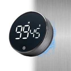 Rechargeable Magnetic LED Digital Timer with Adjustable Volume and Stand Design (Black)