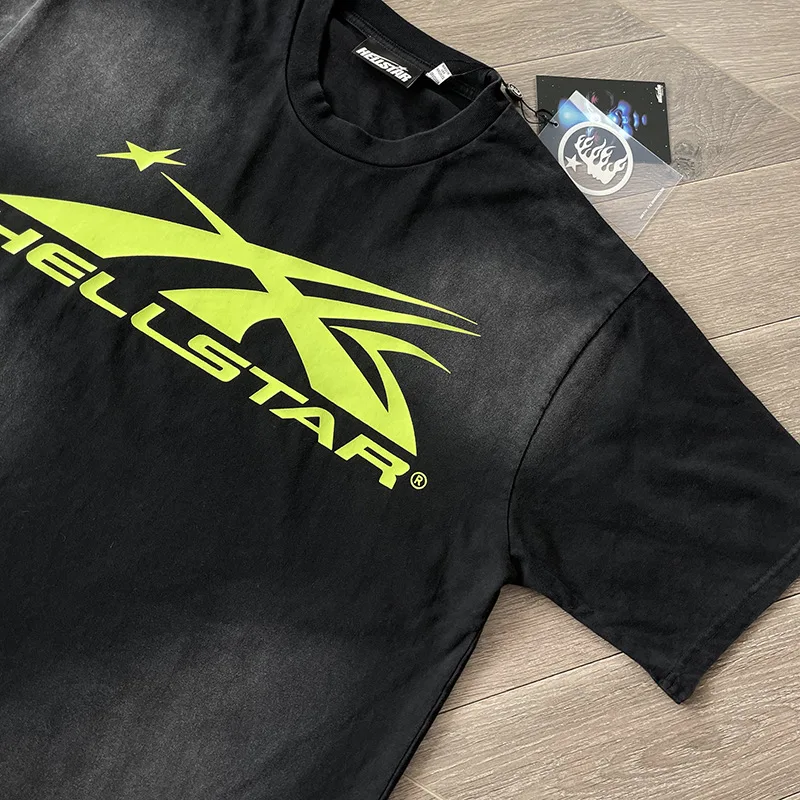 

Спортивная футболка 24ss с логотипом HELLSTAR Gel для мужчин и женщин, черная футболка из чистого хлопка с принтом логотипа 1:1, лучшее качество