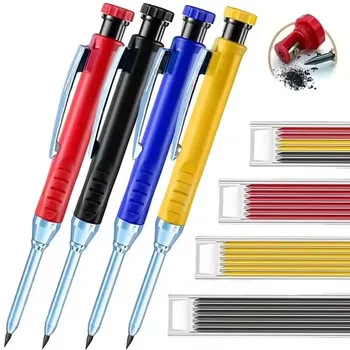 Set di matite per carpentiere solido Strumenti per la lavorazione del legno Matita meccanica 5 colori Ricarica Strumenti per lavori di costruzione Scriber per marcatura di carpenteria