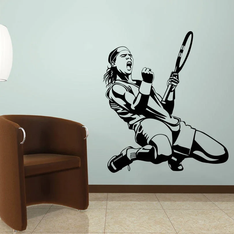 Adesivi Murali Giocatore Di Tennis Nadal Adesivo Murale Sportivo Tennis Silhouette Art Design Fan In Vinile Poster Boy'S Teen Room Decor X873
