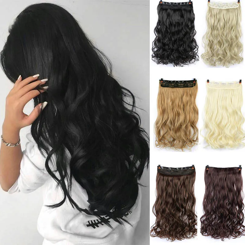 TALANG Synthetic 5 Clips in Hair Extension Long Straight Hairpiece