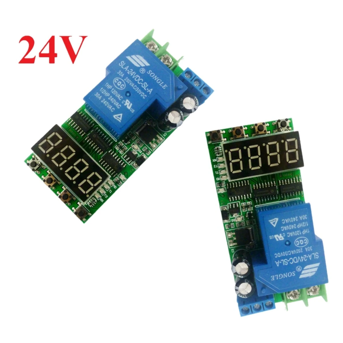 

2PCS DC 24V 30A Multifunction Timer Delay Relay Module High Power On/Off Adjustable For PLC Motor LED Pump