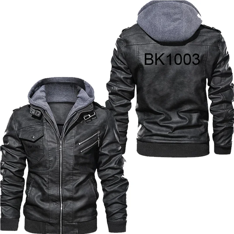 Popular Custom Logo Men PU Cotton Loose Casual Zipper Autumn Winter High Quality Handmade Hooded Diy Logo Leather Jacket Coat