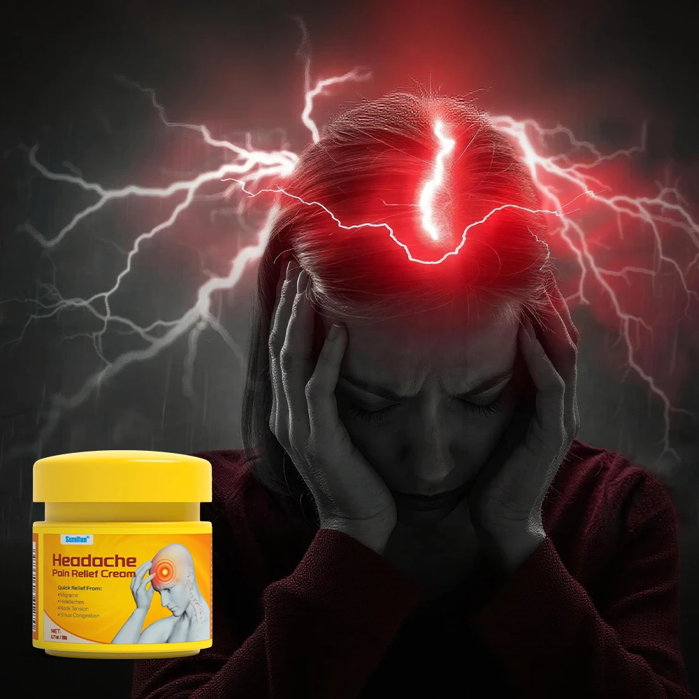 Migraine Headache Relief Cream Treat Brain Nerve Pain Medical Plaster Dizziness Neuralgia Painkiller Ointment 1/3/5Pcs