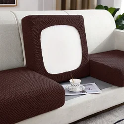 Plush Jacquard Sofa Cushion Cover - Anti-Dust, Removable Furniture Protector - L-shaped (Coffee)