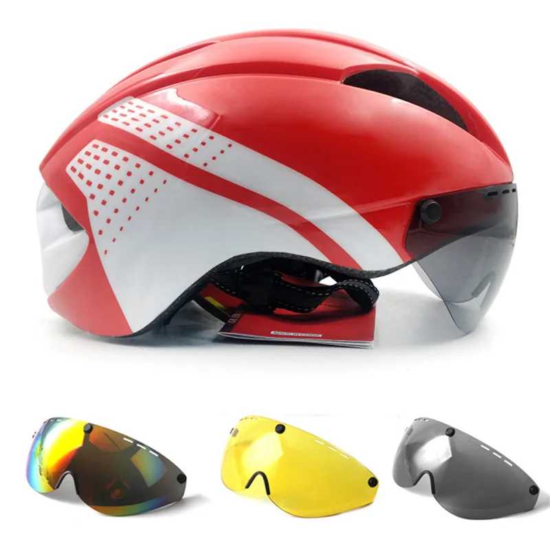 TT Time Trial Bicycle Helmets Aero Helmet Goggles Race Road Bike - Main Image