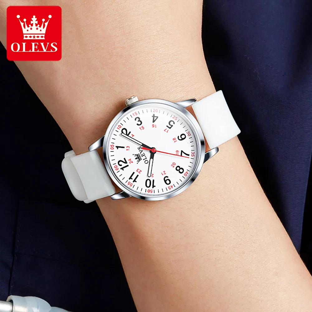 OLEVS-relojes deportivos de marca para mujer, pulsera de cuarzo con correa de silicona, a la moda