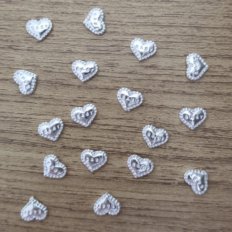 50PCS Charms Nail Heart Silver Alloy Manicure Supply Metal Decor Design For 3D Nail Art Decoration for Dropshipping Wholesale