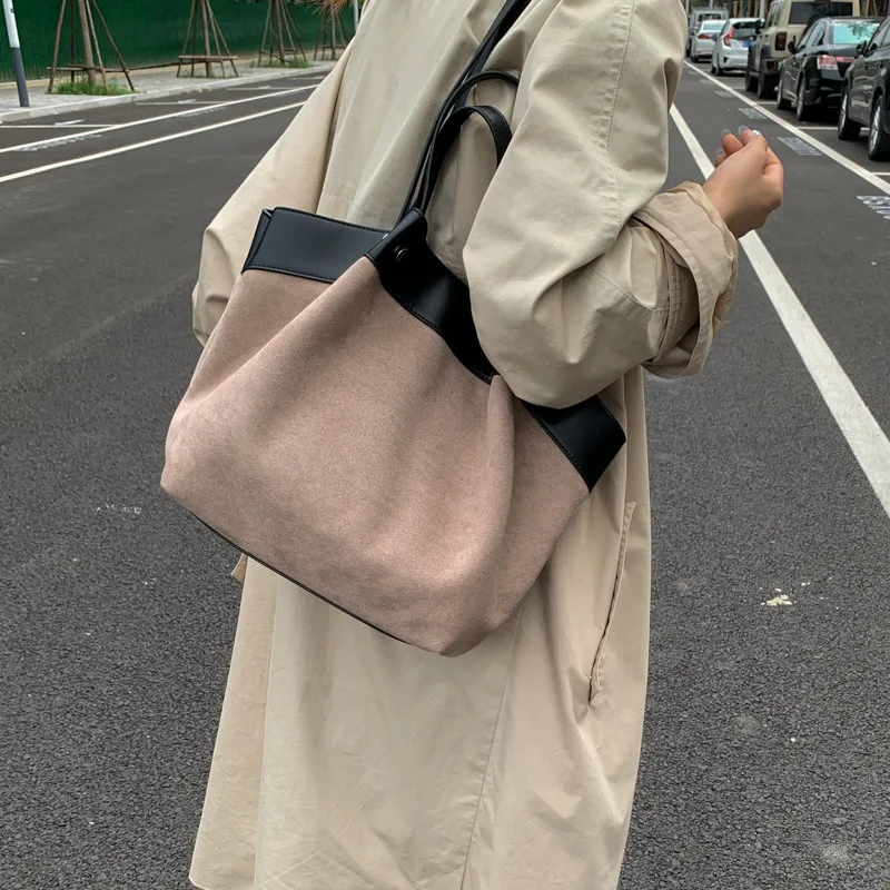 Fashion Design Elegant Women Bags Faux Suede Top-Handle Handbag Large Capacity Shoulder Tote Bag for Women Bolsos De Mujer
