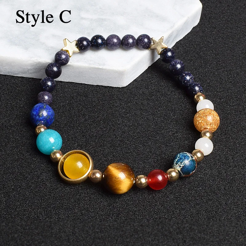 Universe Eight Planets Natural Stone Bead Bracelets Men Women Lava 7 Chakra Bracelet Yoga Energy Galaxy Solar Wristband Jewelry