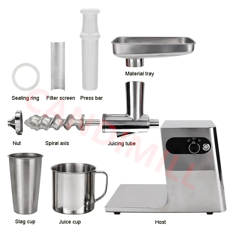 220V 200W Fruit Vegetable Juicer Machine Orange Celery Ginger Low Speed Juice Extractor Stainless Steel Cold Press Juicer Machin 2