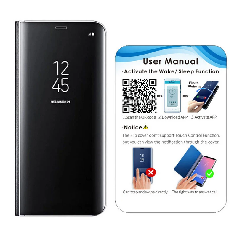 flip phone case Mirror Flip Case For Samsung Galaxy S20 ultra A50 A51 A71 A40 A70 A20 A7 2018 Cover on Samsung S8 S9 S10 Note 9 10 S20 Plus Case flip phone cover