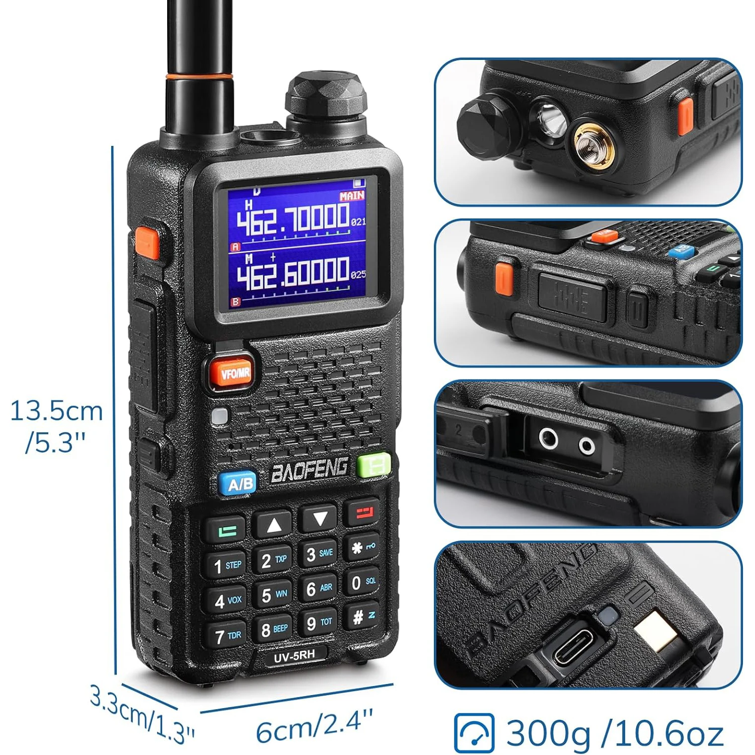4Pcs Baofeng UV-5R 5W Tri-Power Walkie Talkie High Power Dual Band Long Range Portable Handheld UV 5R Radio 6