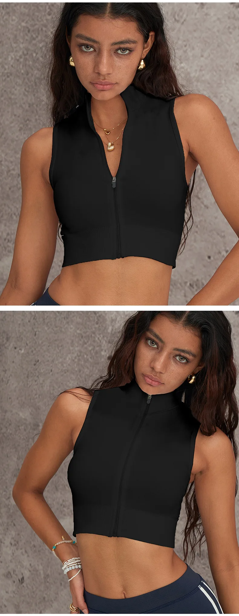 Sommer Sport Im Freien Schnell Trocknende Unterwäsche Frauen Mode Stehen Kragen Weste Gym Übung Laufen Tops Yoga Fitness Sportwear – Detail 7