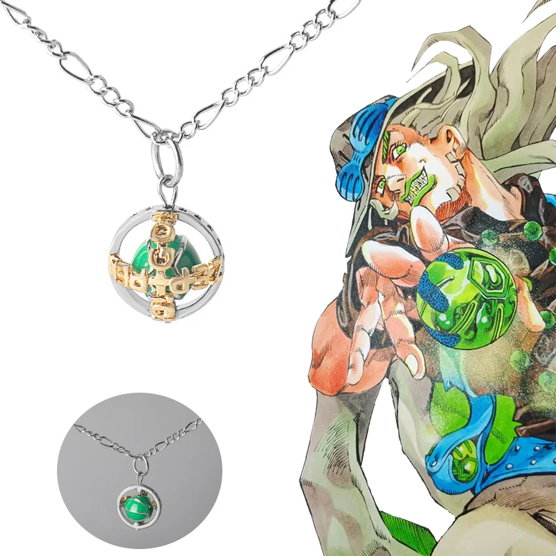 Anime cosplay JoJos Bizarre Adventure Pendant Necklace figure Julius Caesar Zeppeli Rotatable Ball Gyro prop jewelry Fans gifts
