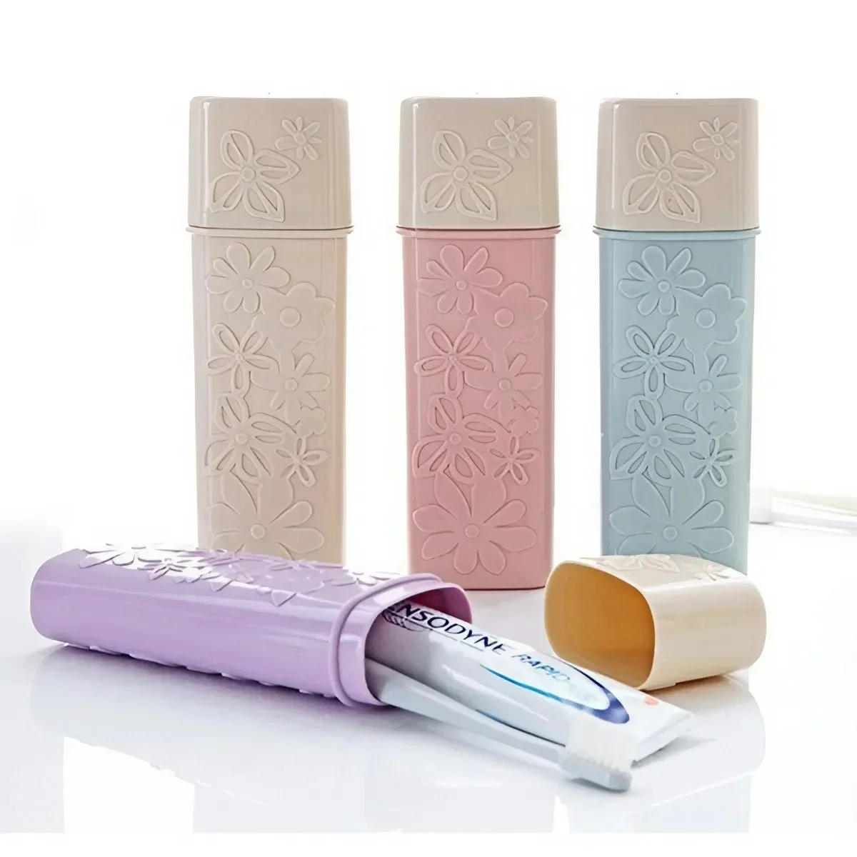 Compact Travel Toothbrush and Toothpaste Organizer Set for Bathroom and Outdoor Use