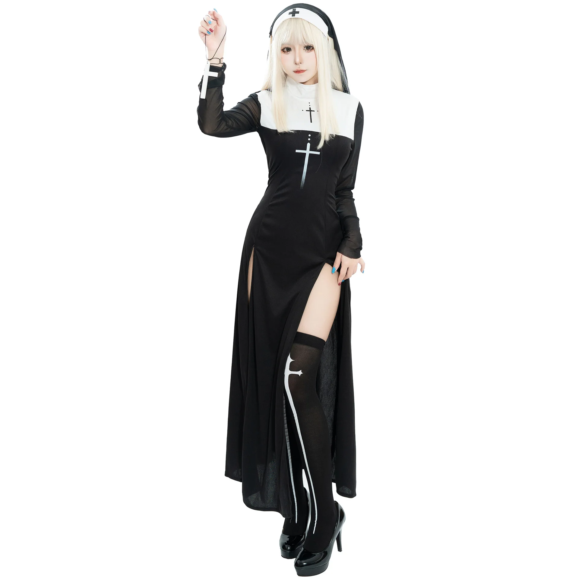 Cute Women Anime Nun Costume Cosplay Shows Outfit Sexy Ladies Halloween Performance Fancy Dress Up Sister Cos Uniform