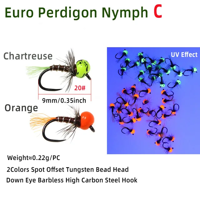 6PCS Tungsten Perdigon Nymph Flies 4