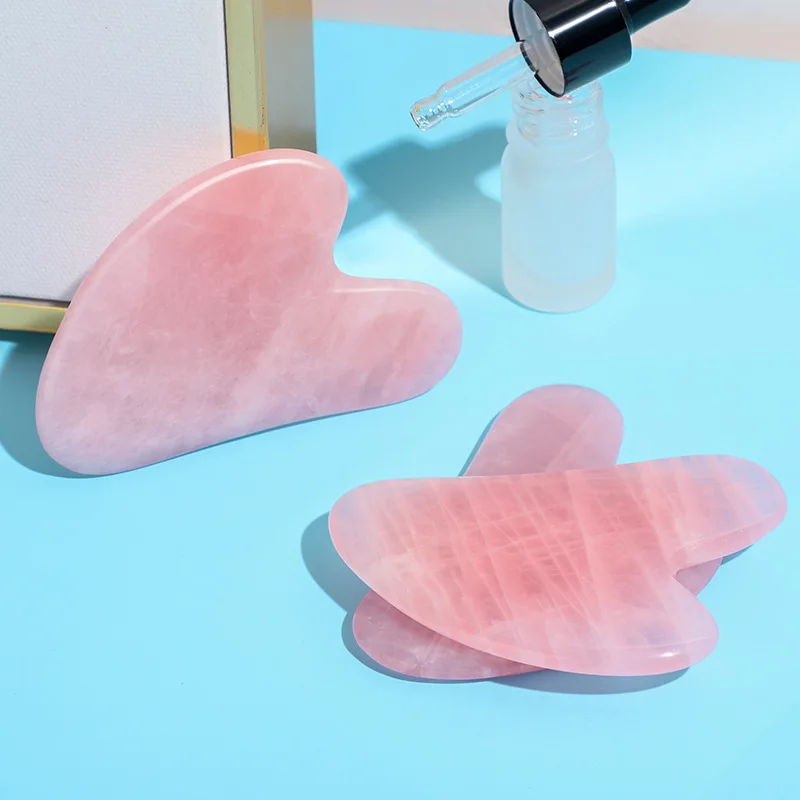 Natural Jade Gua sha Stone Board Massage Rose Quartz Guasha Plate Jade Face Massager Scrapers Tools Face Neck Back Body