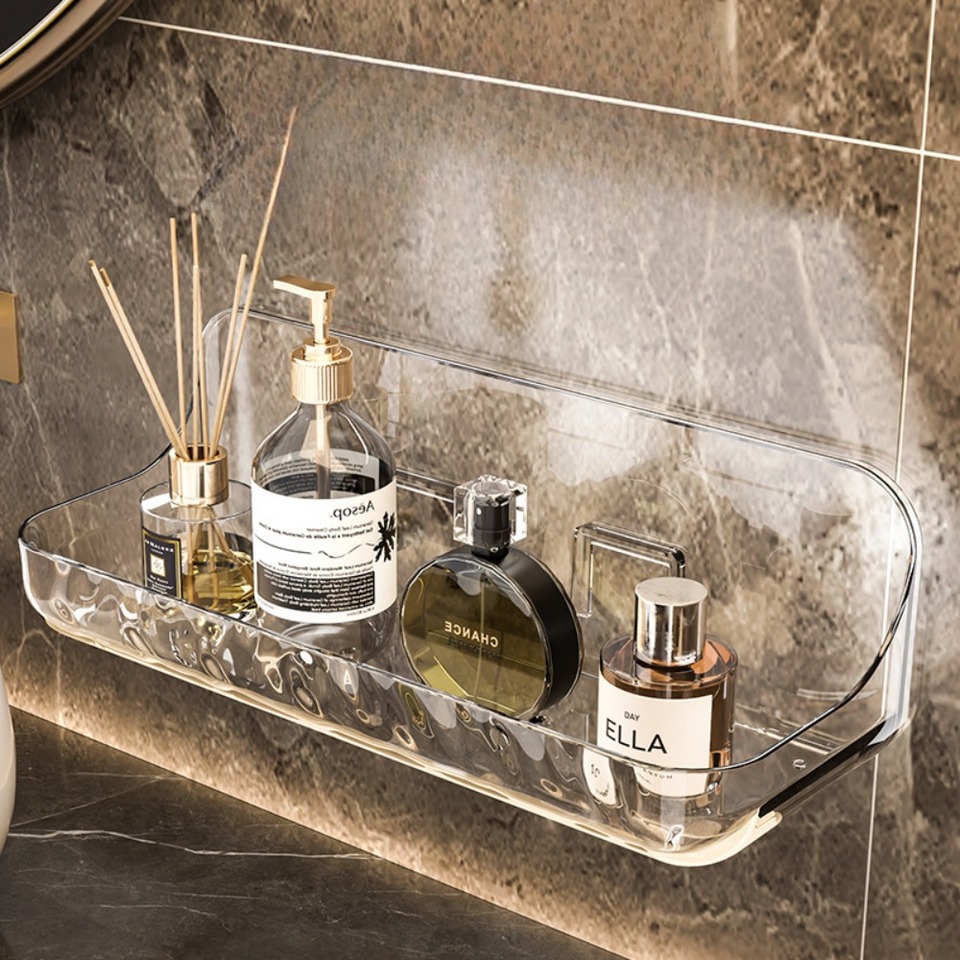 No Drill Acrylic Bathroom Shelf Wall Mounted Shower Organizer for Shampoo Cosmetic Space Saving Toilet Storage Rack corner shelf