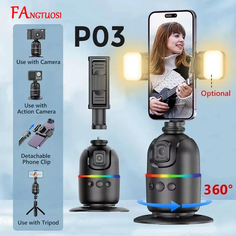 Fangtusi 2024 AI Smart Gimbal ° تتبع الوجه التلقائ...