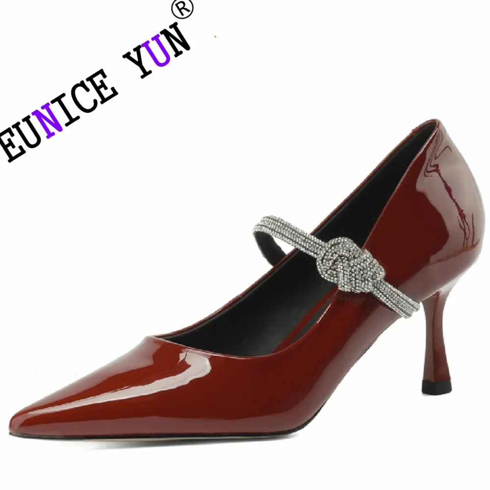 

【EUNICE YUN】NEW Spring/Autumn Women Pumps Split Genuine Leather Shoes for Pointed Toe Thin Heel Solid Shoes 34-40