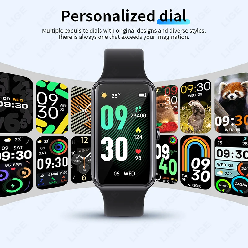 LIGE New 1.47" HD Smart Watch For Xiaomi Men Sports Fitness Bracelet Thermometer Health Monitor Waterproof Women Smartwatch