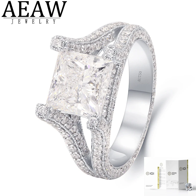 

Main Diamond 2.63ct HPHT CVD Lab Growm Diamond Ring 18K Gold Engagement Ring for Women Luxury Promise Gift