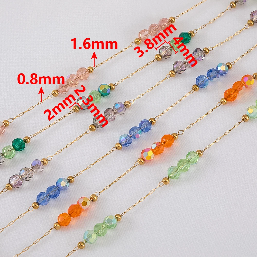 1 Meter Gradient Beaded Stainless Steel Chain for DIY Jewelry and Accessories