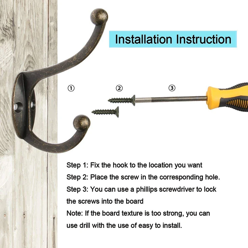Wall Mount Hooks Self Adhesive Hooks Self Adhesive Wall Hooks Adhesive Wall Hooks Coat Hook 5PCS Coat Hooks European Vintage Antique Clothes Wall Mounted Hook Strong Hanging Porch Wardrobe Fitting Room Racks With Screws