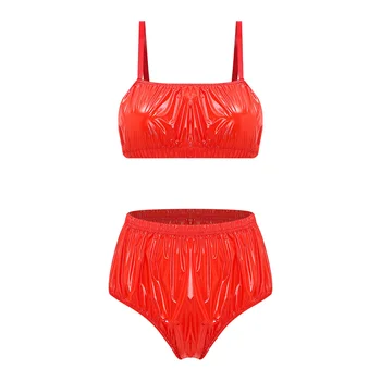 2 Piece Bikini Set for Women Waterproof Adjustable Spaghetti Straps Wirefree Bra with Swim Bottoms Bikini Bathing Suit Beachwear 3