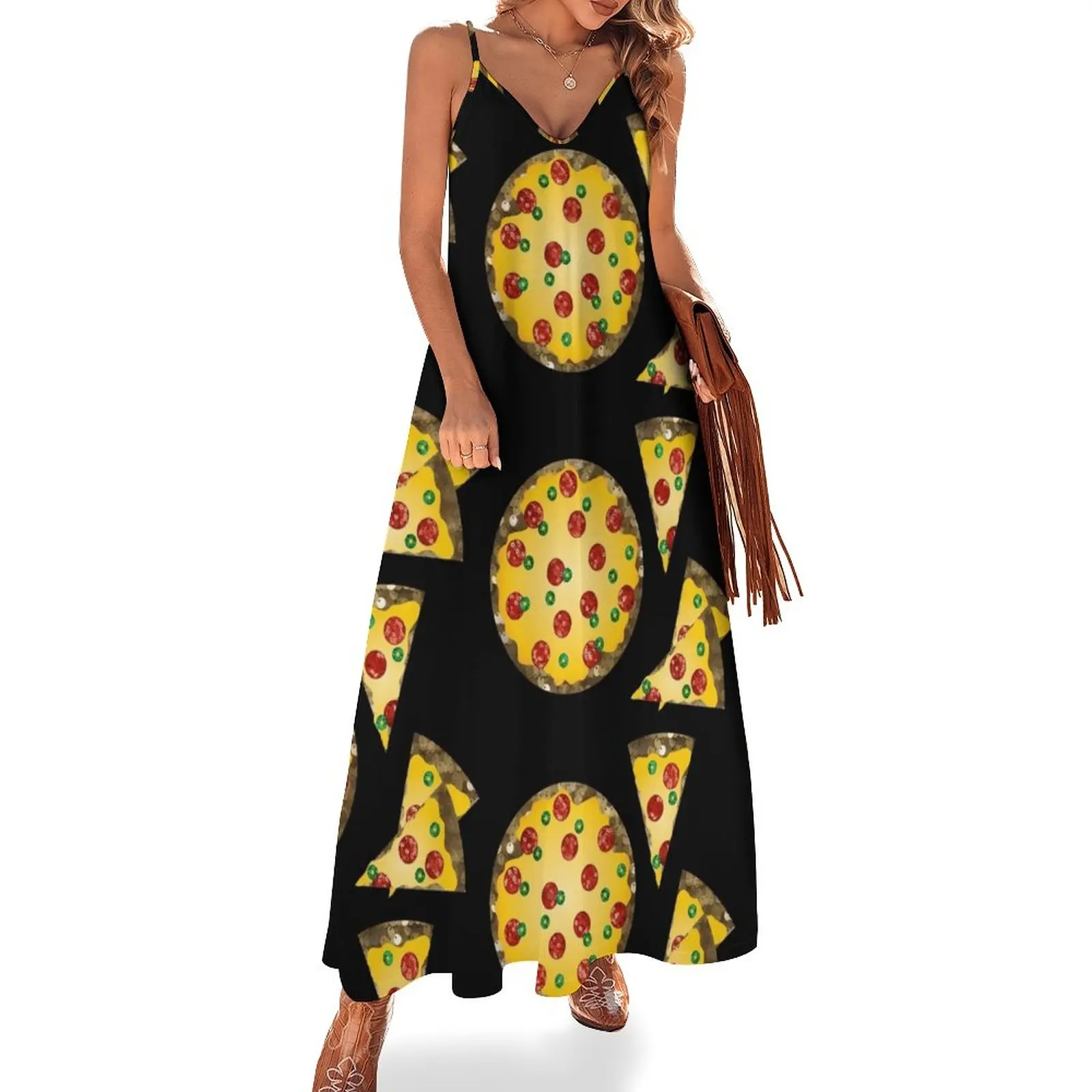 

sequin print pizza Sleeveless Dress prom dress 2024 prom clothes prom dress Women's long
