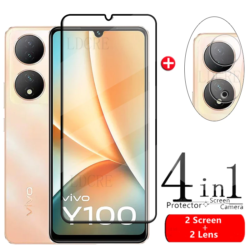 

4 в 1 для Vivo Y100 стекло для Vivo Y100 Y 100 закаленное стекло 9H полная проклейка Защитная пленка для стекла объектива Vivo Y100