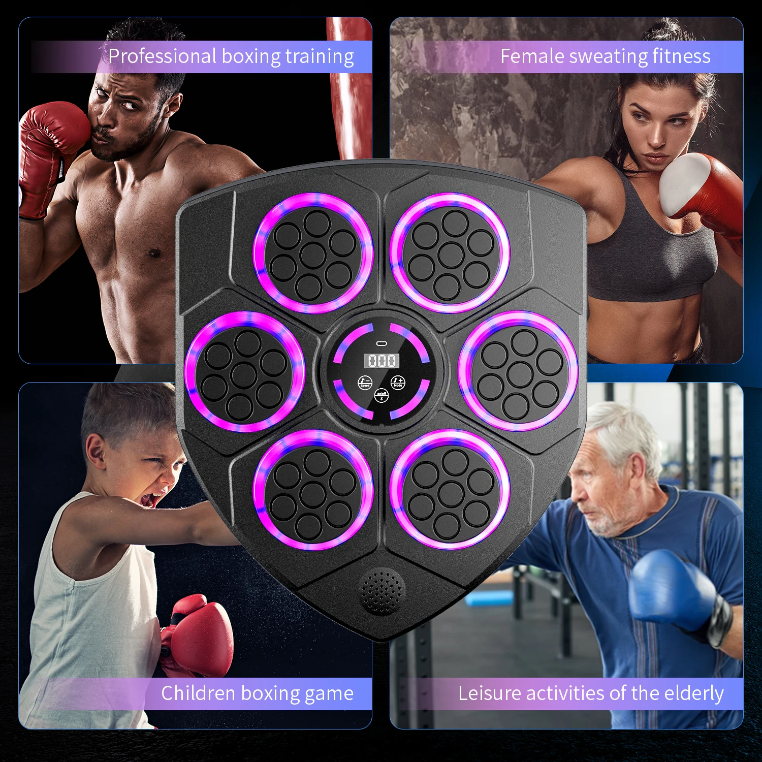 6 Targets Music Boxing Machine Smart Bluetooth Wall Mounted Boxing Trainer Gym Home Electronic Target Punching Equipment
