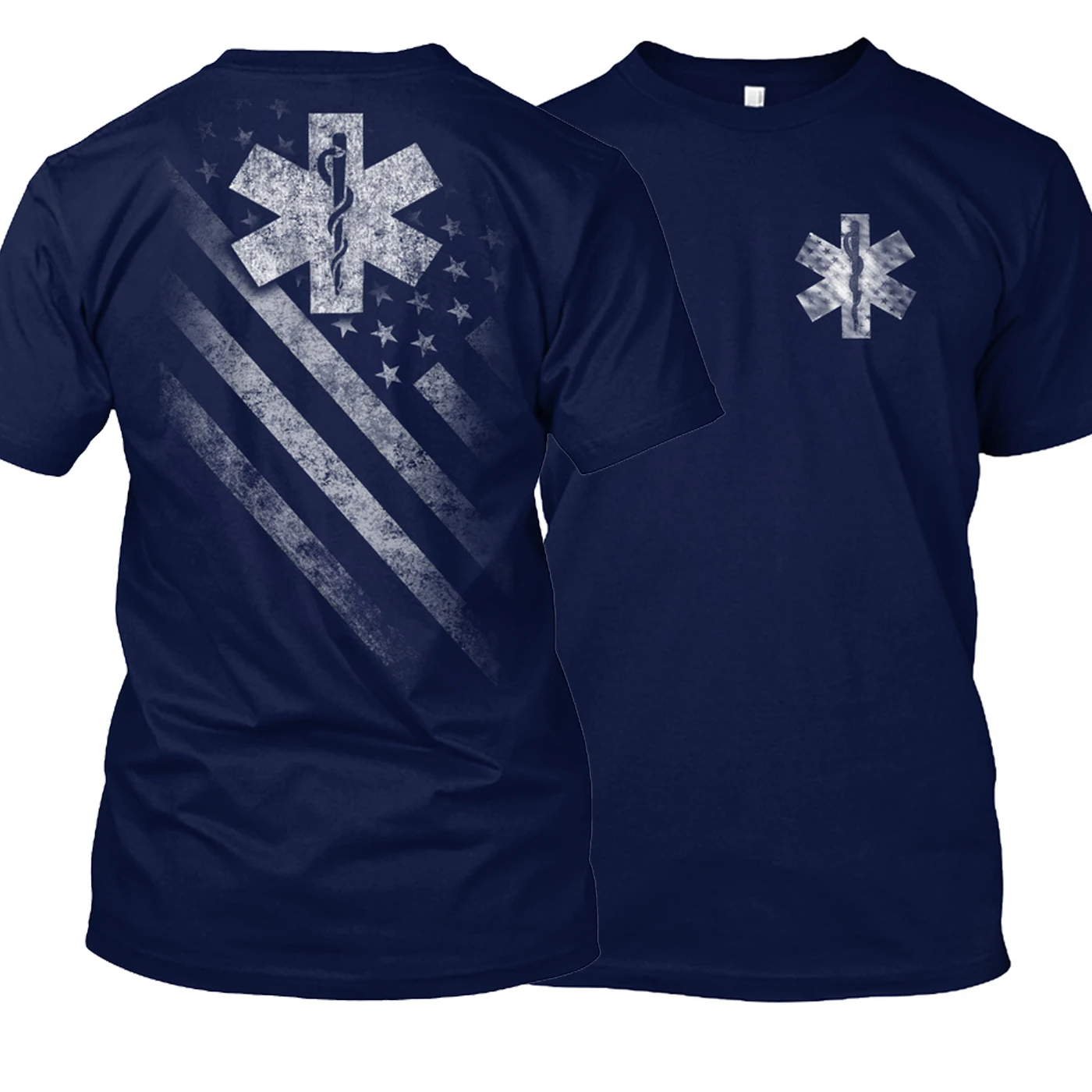 

Hot Sale American Flag Star of Life Medical Symbol Paramedic T-Shirt 100% Cotton Summer O-Neck Short Sleeve Casual Mens T-shirt