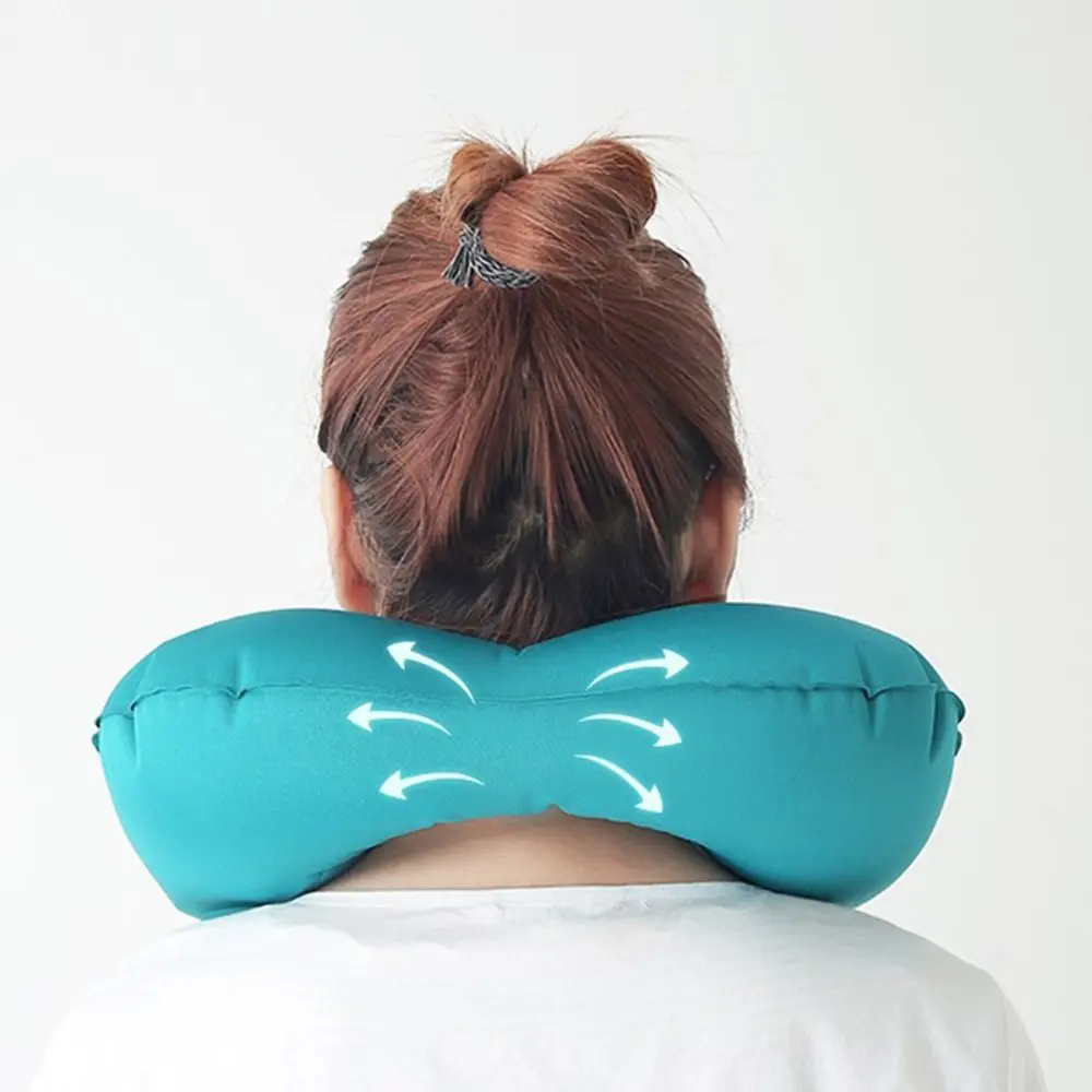 Description Picture 5 of itemU Shape Neck Cushion Automatic Air Inflatable Pillow Compress Ring Pillow For Airplane Car Outdoor Travel
