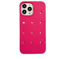 Crocs Charming Shockproof Silicone Phone Case Cover - iPhone 13 (Rose Red)