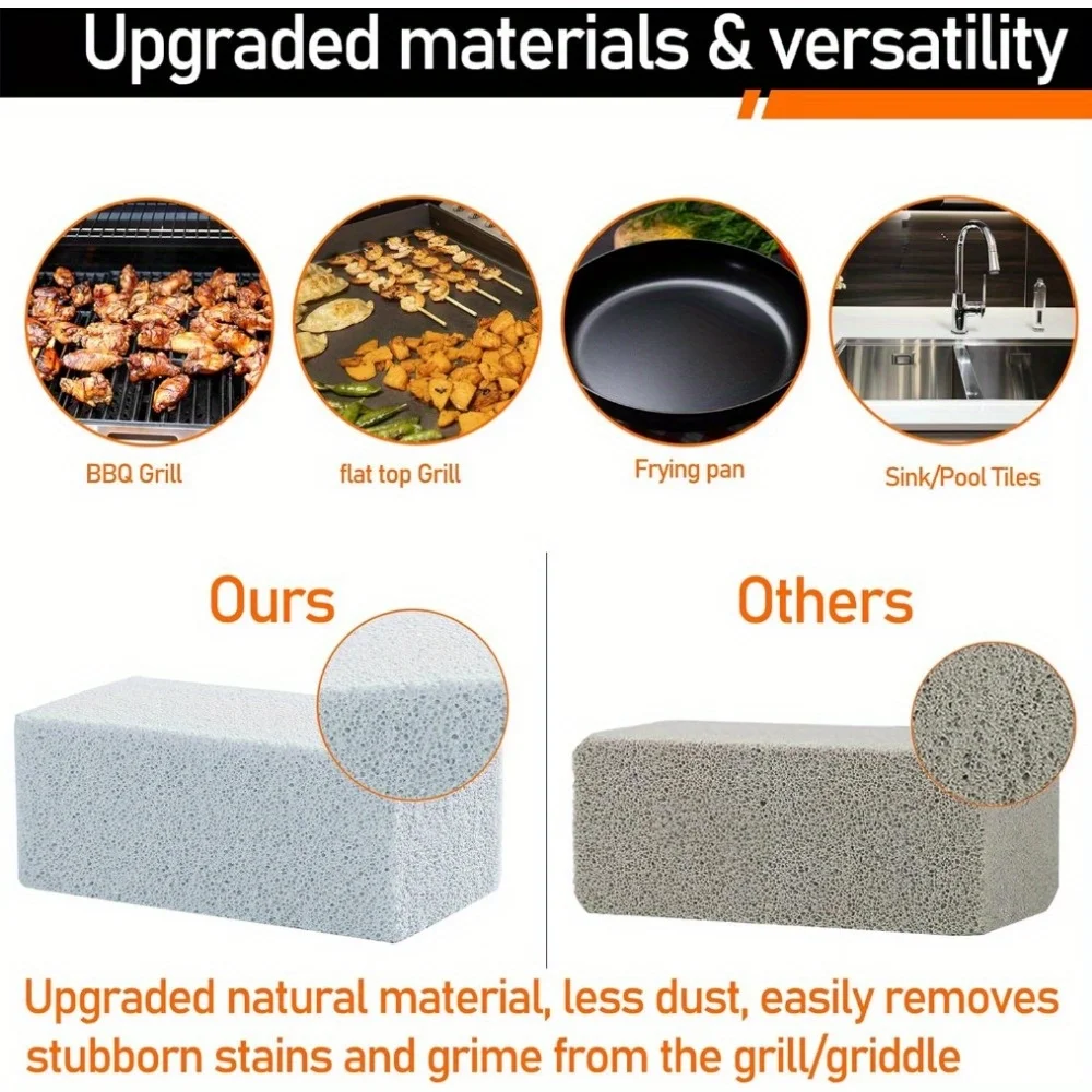 Grill Cleaning Bricks with Handle/Grill Stone/Griddle Stone, 5 Pieces Scrubbing Pumice Stone for Cleaning Blackstone Flat Top BB