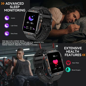 SENBONO Military Men Smart Watch Bluetooth Call 24/7 Heart Rate Monitor IP68 Waterproof 100+ Sport Mode Smartwatch for Men Women 5