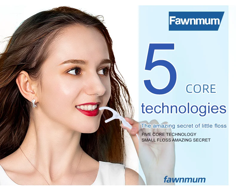 Fawnmum Zahnseide-Picks – 500 Stück Zahnstocher Twin Line Zahnseide reinigen zwischen den Zähnen, ungeschmack – Detail 3